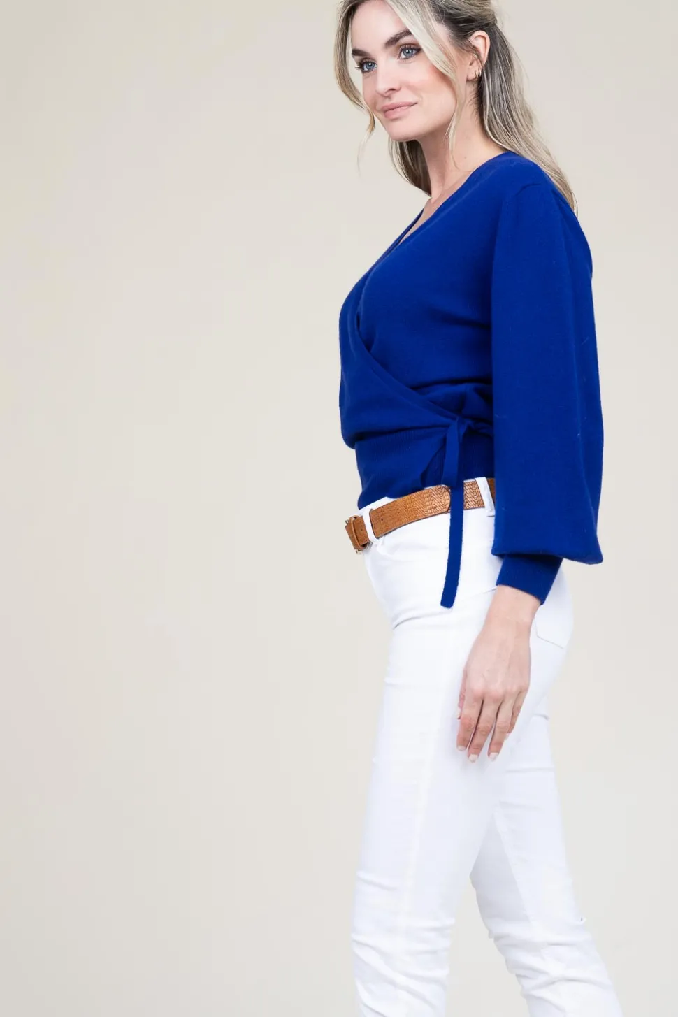 Cashmere Wrap Sweater Belinda | Blue... | Absolut Cashmere | Little Soho