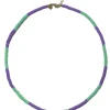 Coloured Beaded Necklace Fleur | Green/Purple... | Mimi Et Toi | Little Soho
