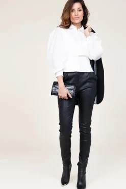 Cotton Blouse With Corset Detail Vicotoire | White... | Mes Demoiselles | Little Soho