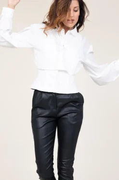 Cotton Blouse With Corset Detail Vicotoire | White... | Mes Demoiselles | Little Soho