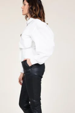 Cotton Blouse With Corset Detail Vicotoire | White... | Mes Demoiselles | Little Soho