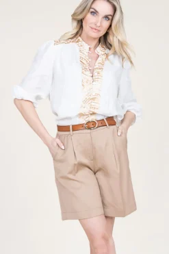 Cotton Blouse With Embroidery Sofi | White... | Greek Archaic Kori | Little Soho