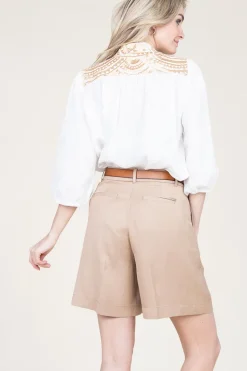 Cotton Blouse With Embroidery Sofi | White... | Greek Archaic Kori | Little Soho