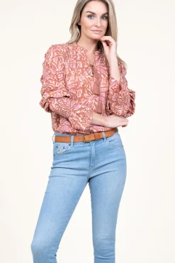 Cotton Blouse With Print Talys | Pink... | Ibana | Little Soho