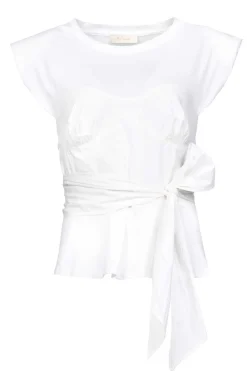 Cotton Bustier Wrap Top Vera | White... | Mes Demoiselles | Little Soho