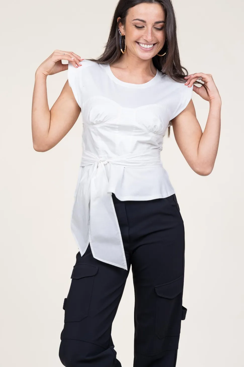 Cotton Bustier Wrap Top Vera | White... | Mes Demoiselles | Little Soho