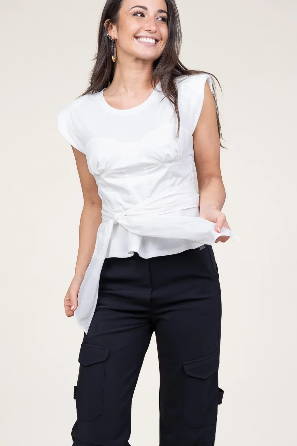 Cotton Bustier Wrap Top Vera | White... | Mes Demoiselles | Little Soho