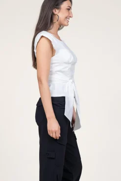 Cotton Bustier Wrap Top Vera | White... | Mes Demoiselles | Little Soho