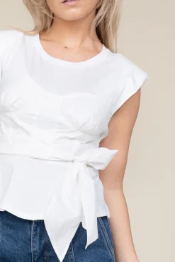 Cotton Bustier Wrap Top Vera | White... | Mes Demoiselles | Little Soho