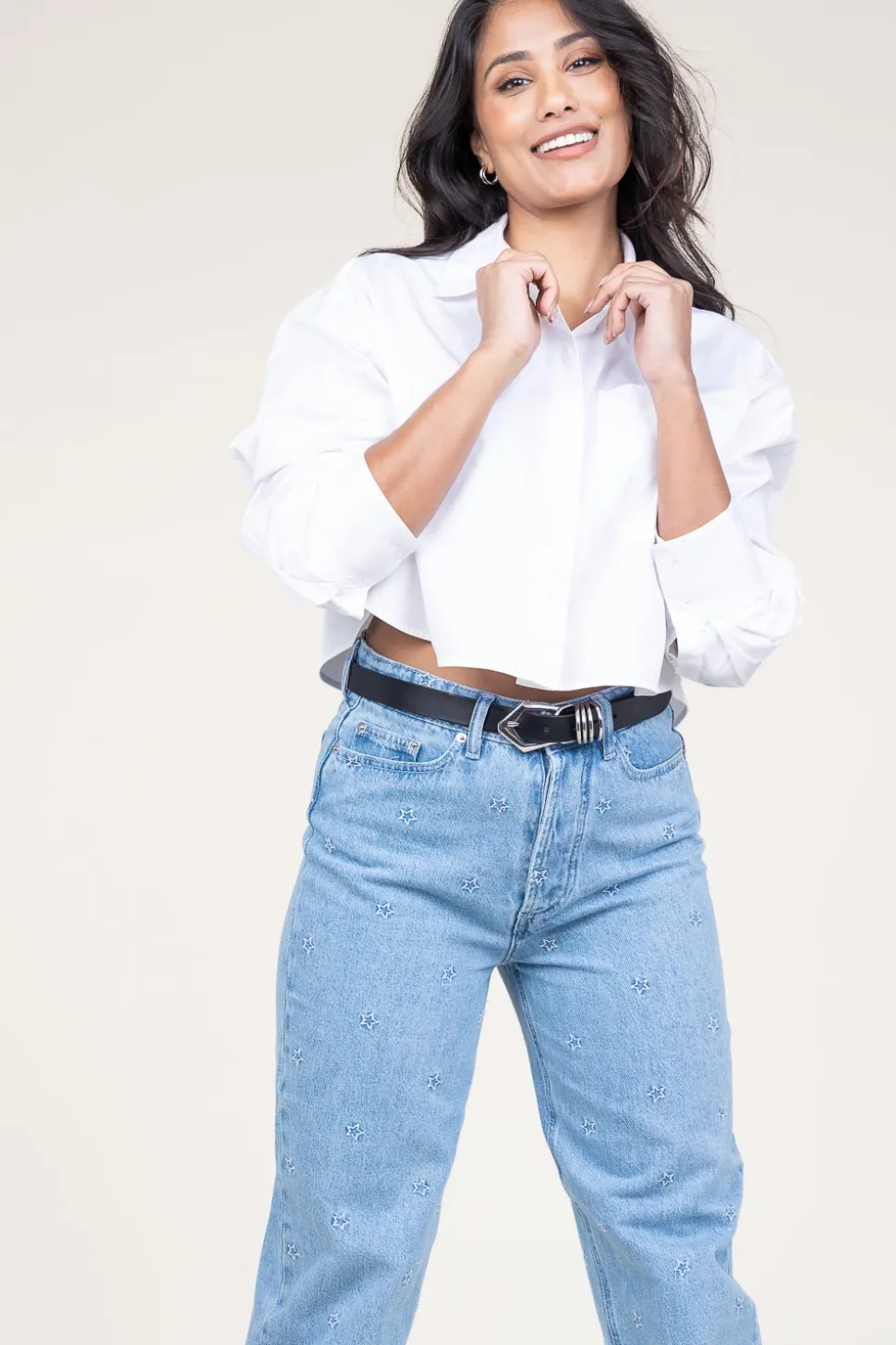 Cotton Cropped Blouse Charm | White... | Second Female | Little Soho