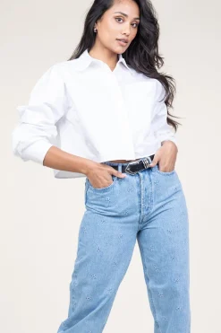 Cotton Cropped Blouse Charm | White... | Second Female | Little Soho
