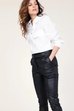 Cotton Cropped Jacket Pinell | White... | Mes Demoiselles | Little Soho