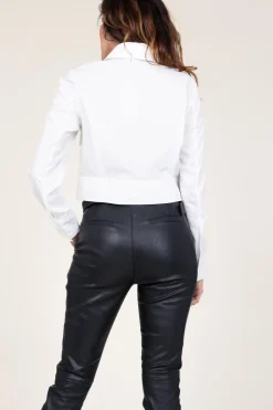 Cotton Cropped Jacket Pinell | White... | Mes Demoiselles | Little Soho