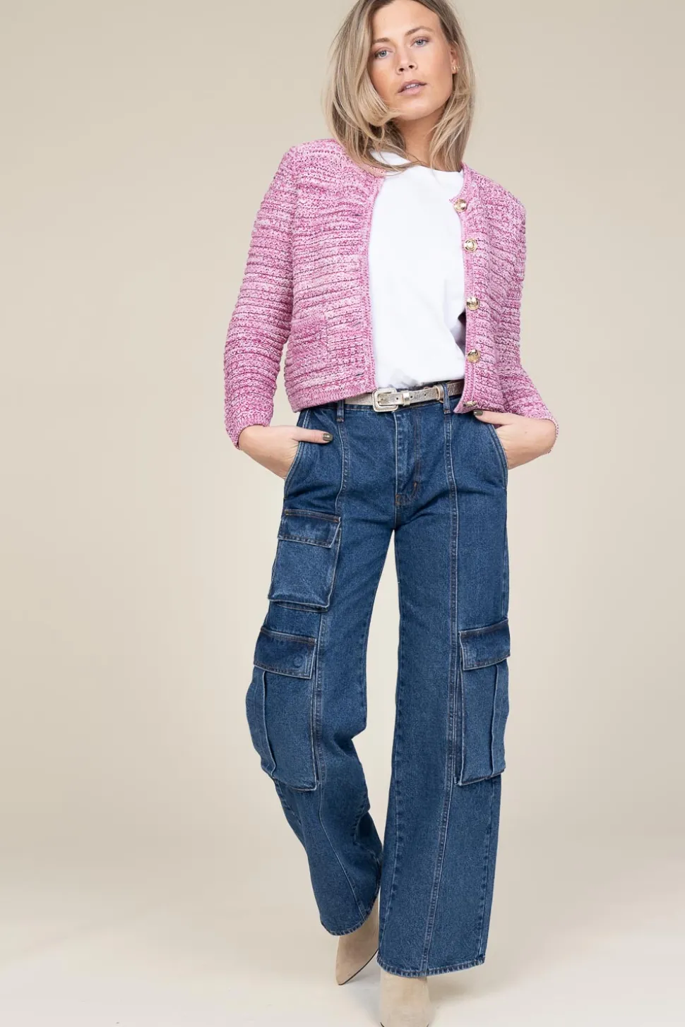 Cotton Denim Cargo Pants Vika | Blue... | Co'Couture | Little Soho