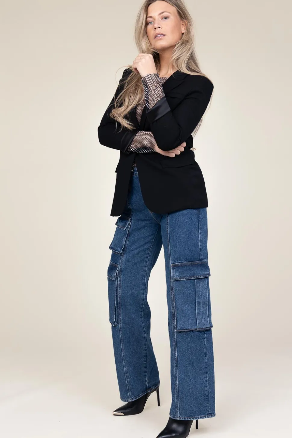 Cotton Denim Cargo Pants Vika | Blue... | Co'Couture | Little Soho