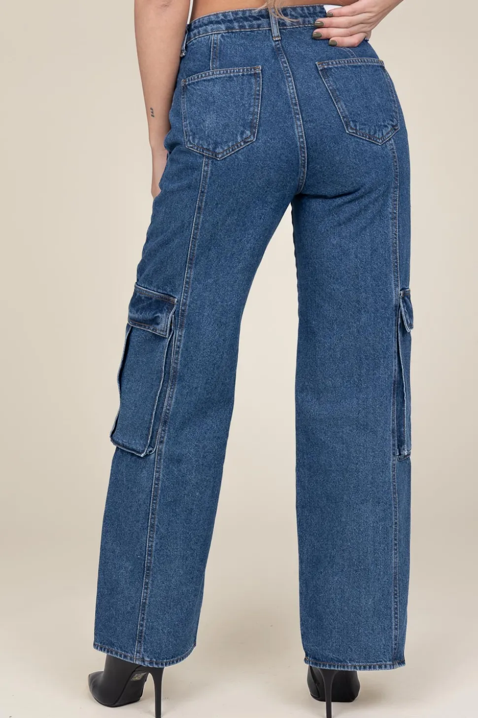 Cotton Denim Cargo Pants Vika | Blue... | Co'Couture | Little Soho