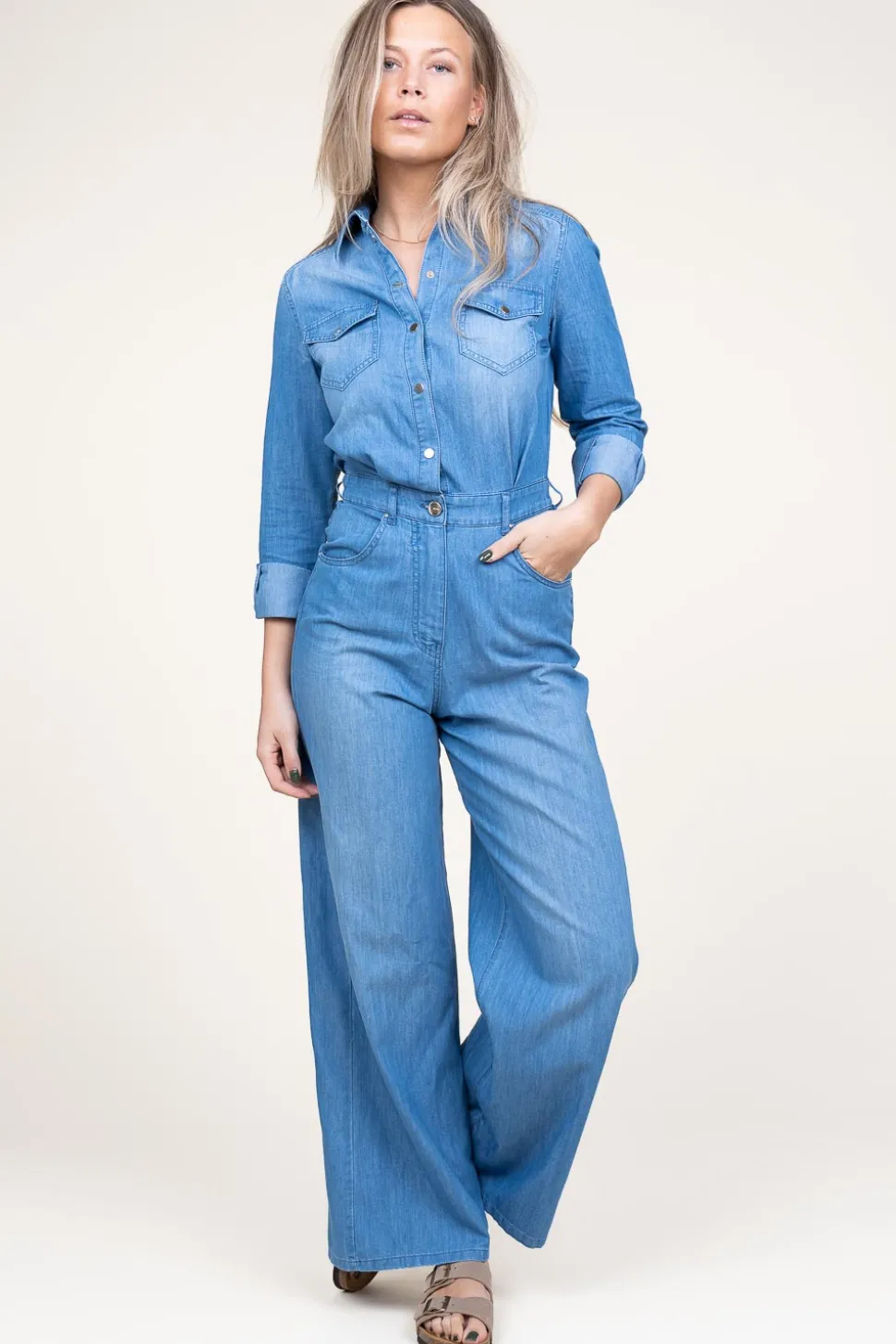 Cotton Denim Jumpsuit Rodriguez | Blue... | Kocca | Little Soho