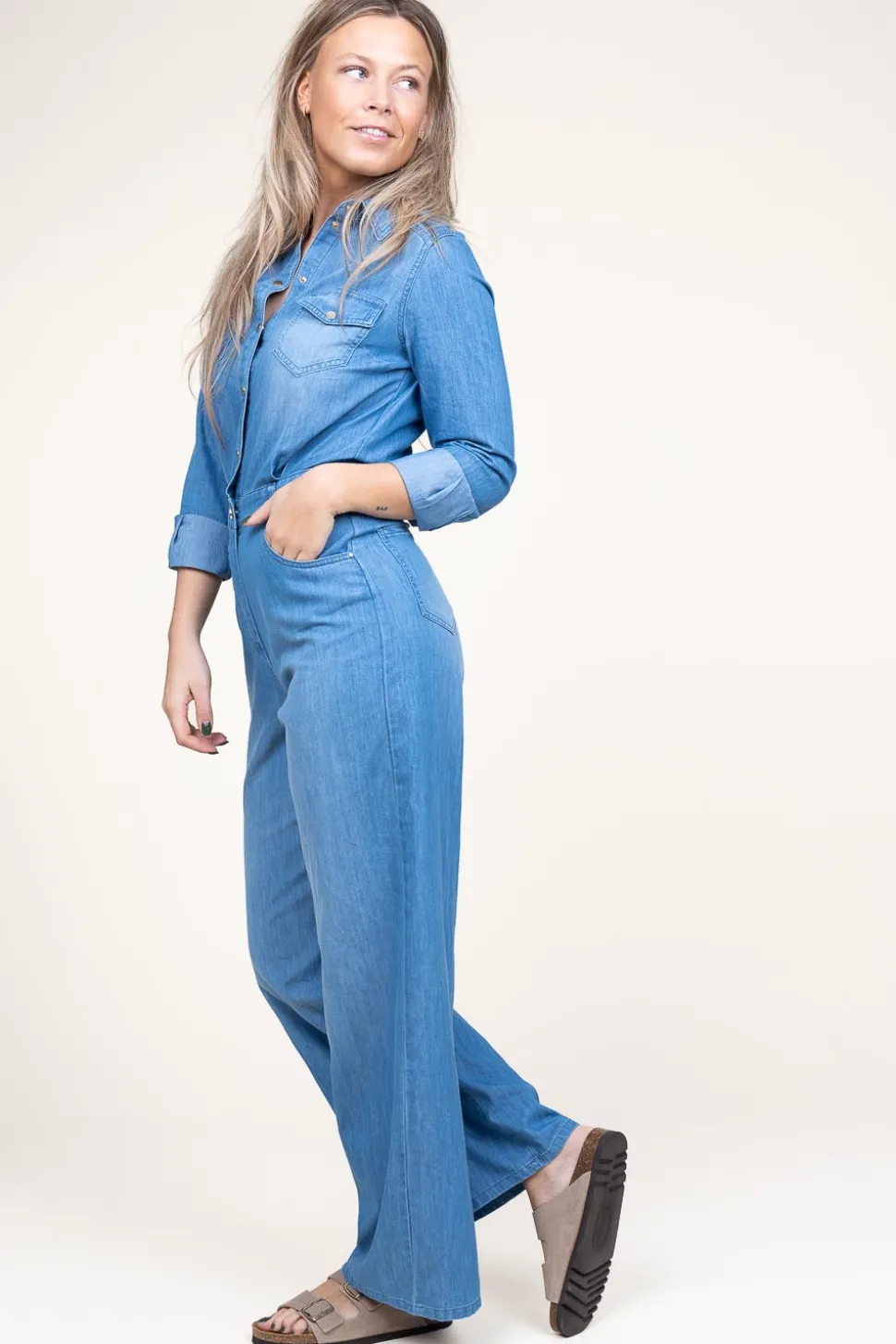 Cotton Denim Jumpsuit Rodriguez | Blue... | Kocca | Little Soho