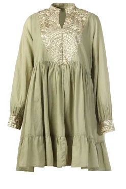 Cotton Dress Alexa | Green... | Greek Archaic Kori | Little Soho