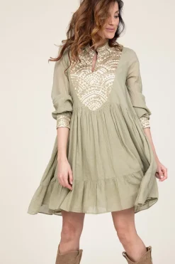 Cotton Dress Alexa | Green... | Greek Archaic Kori | Little Soho