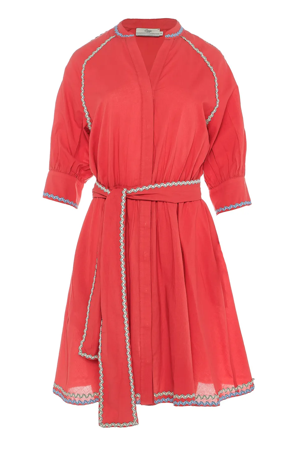 Cotton Dress With Embroidery Amelia | Red... | Devotion | Little Soho