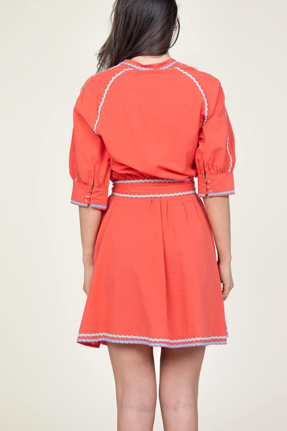 Cotton Dress With Embroidery Amelia | Red... | Devotion | Little Soho