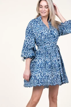 Cotton Dress With Print Dounya | Blue... | Ibana | Little Soho