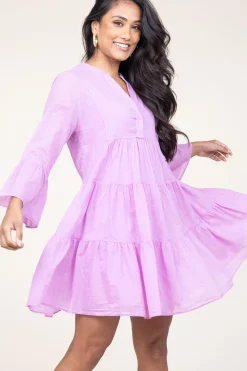Cotton Foil Dress Lavrentia | Purple... | Devotion | Little Soho
