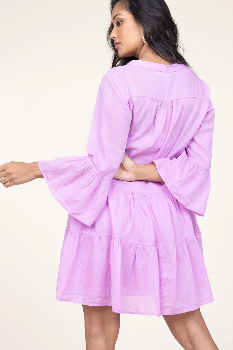 Cotton Foil Dress Lavrentia | Purple... | Devotion | Little Soho