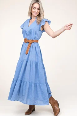 Cotton Maxi Dress Erietta | Blue... | Devotion | Little Soho