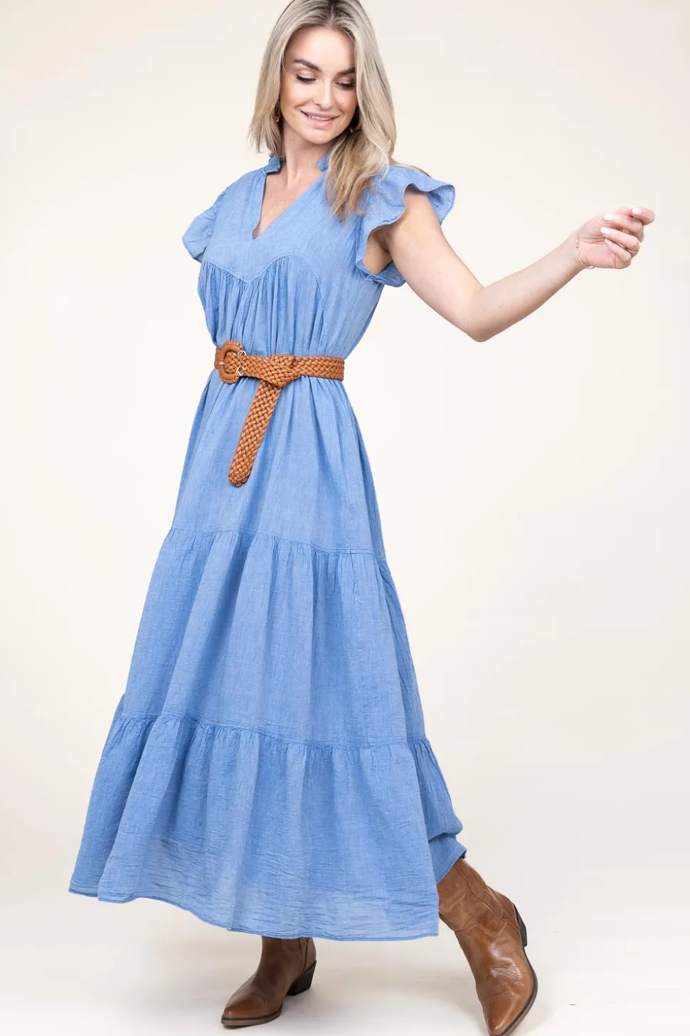 Cotton Maxi Dress Erietta | Blue... | Devotion | Little Soho