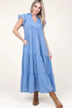 Cotton Maxi Dress Erietta | Blue... | Devotion | Little Soho
