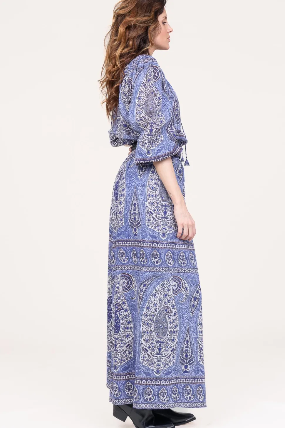 Cotton Maxi Skirt With Paisley Print Tajar | Blue... | Antik Batik | Little Soho