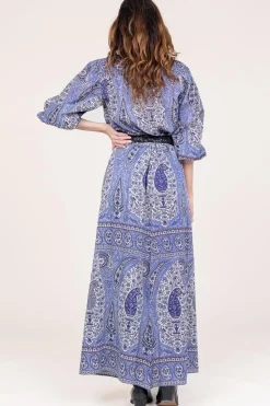 Cotton Maxi Skirt With Paisley Print Tajar | Blue... | Antik Batik | Little Soho