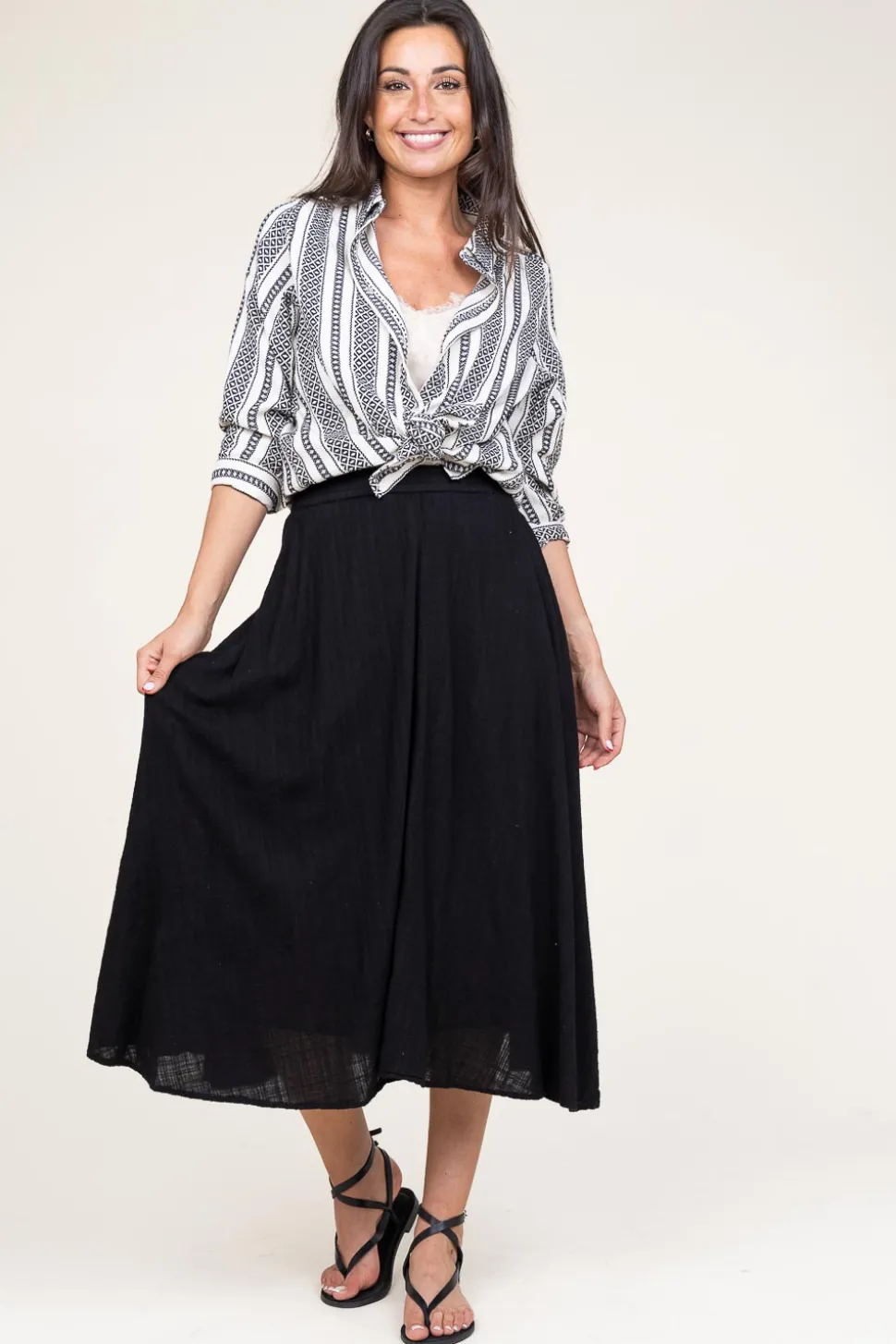 Cotton Mix With Midi Skirt Ophelia | Black... | Stella Forest | Little Soho