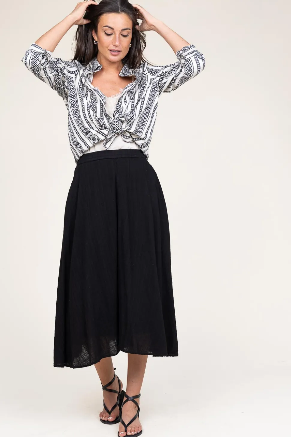 Cotton Mix With Midi Skirt Ophelia | Black... | Stella Forest | Little Soho