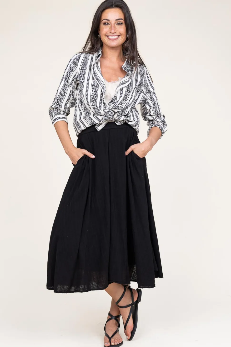 Cotton Mix With Midi Skirt Ophelia | Black... | Stella Forest | Little Soho