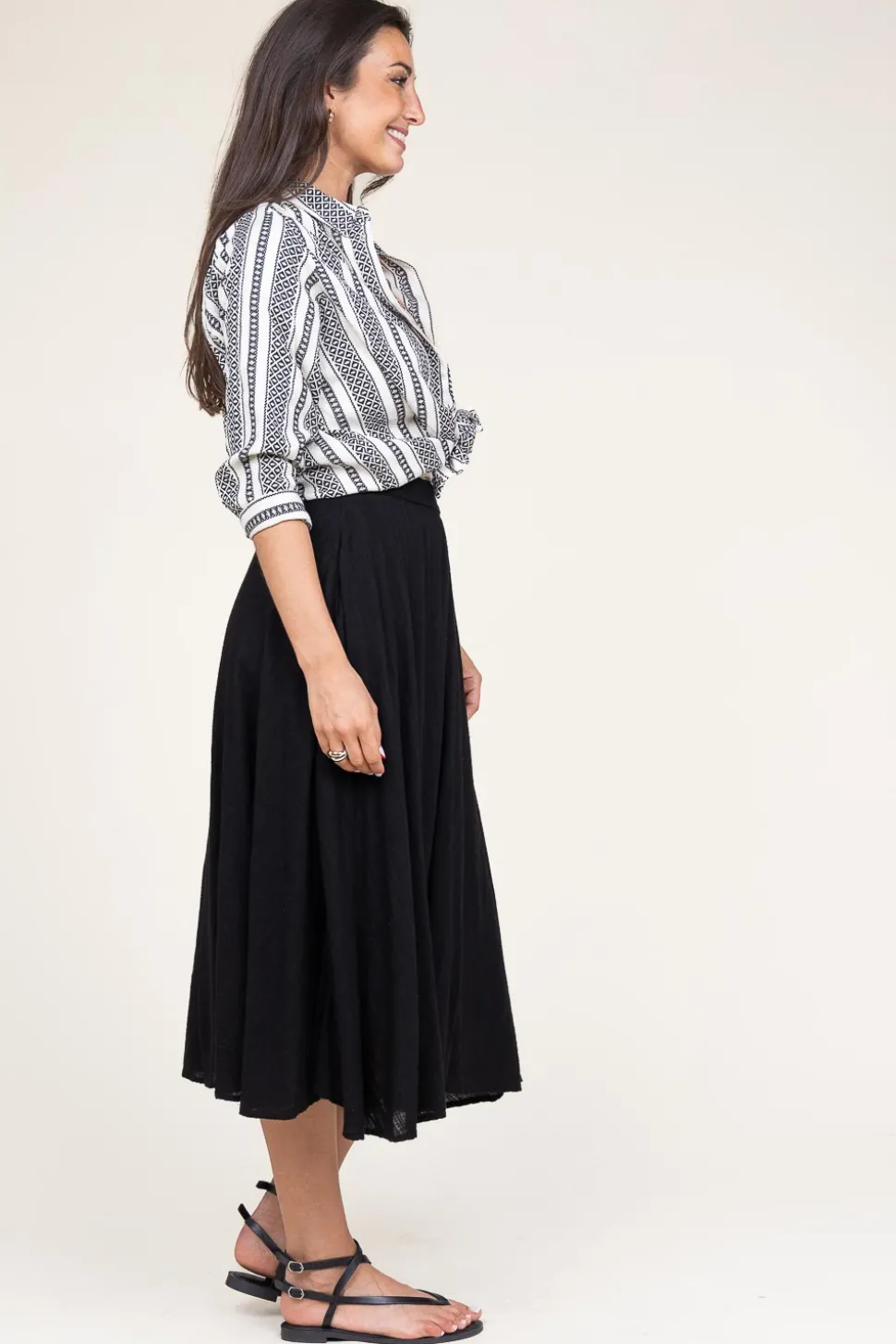 Cotton Mix With Midi Skirt Ophelia | Black... | Stella Forest | Little Soho