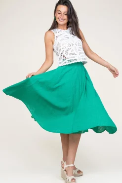 Cotton Mix With Midi Skirt Ophelia | Green... | Stella Forest | Little Soho