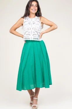 Cotton Mix With Midi Skirt Ophelia | Green... | Stella Forest | Little Soho