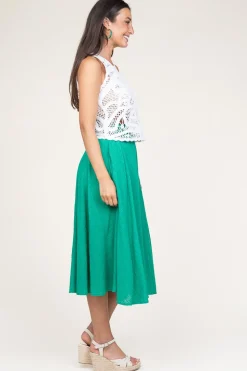 Cotton Mix With Midi Skirt Ophelia | Green... | Stella Forest | Little Soho