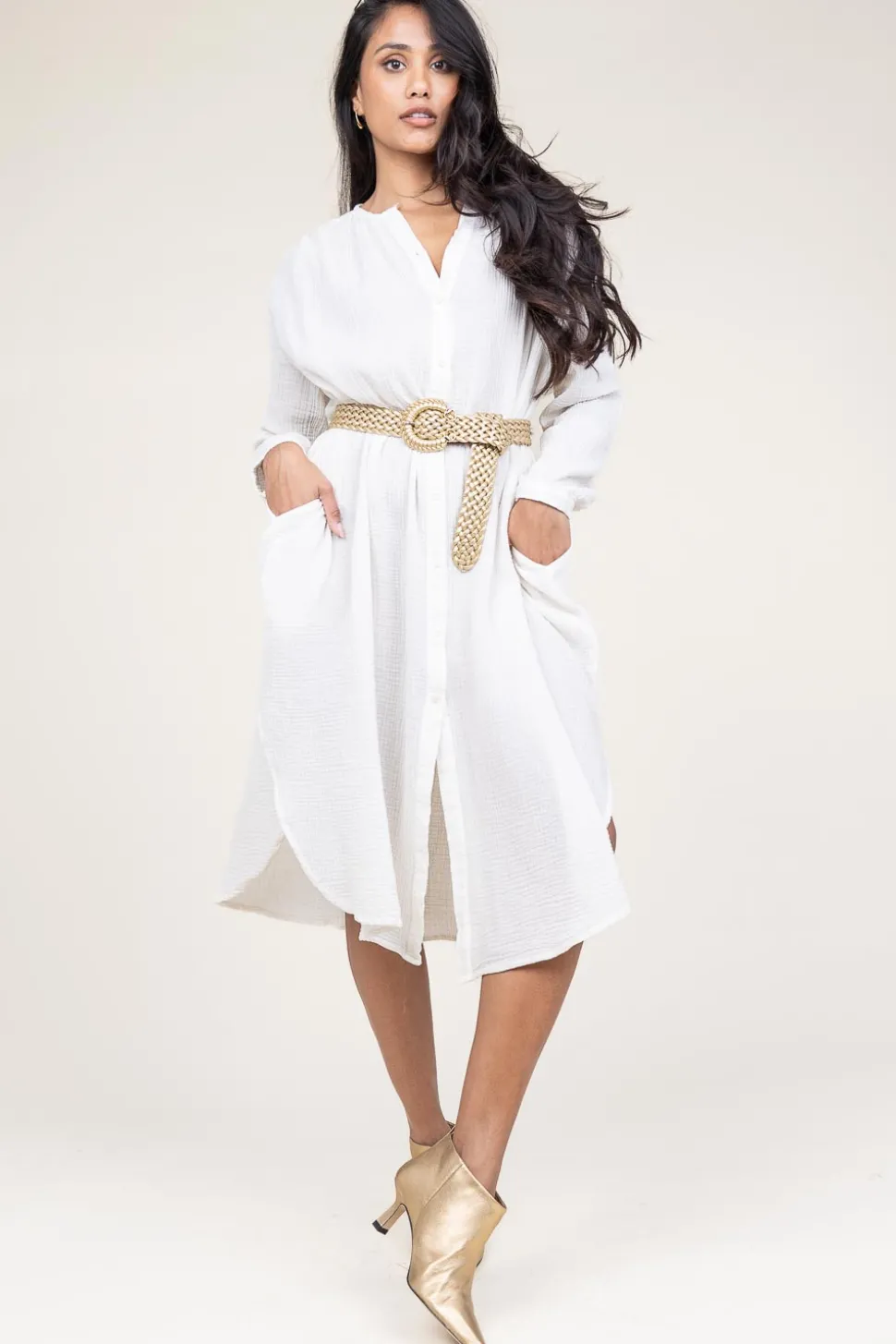 Cotton Mousseline Dress Nala | White... | Louizon | Little Soho
