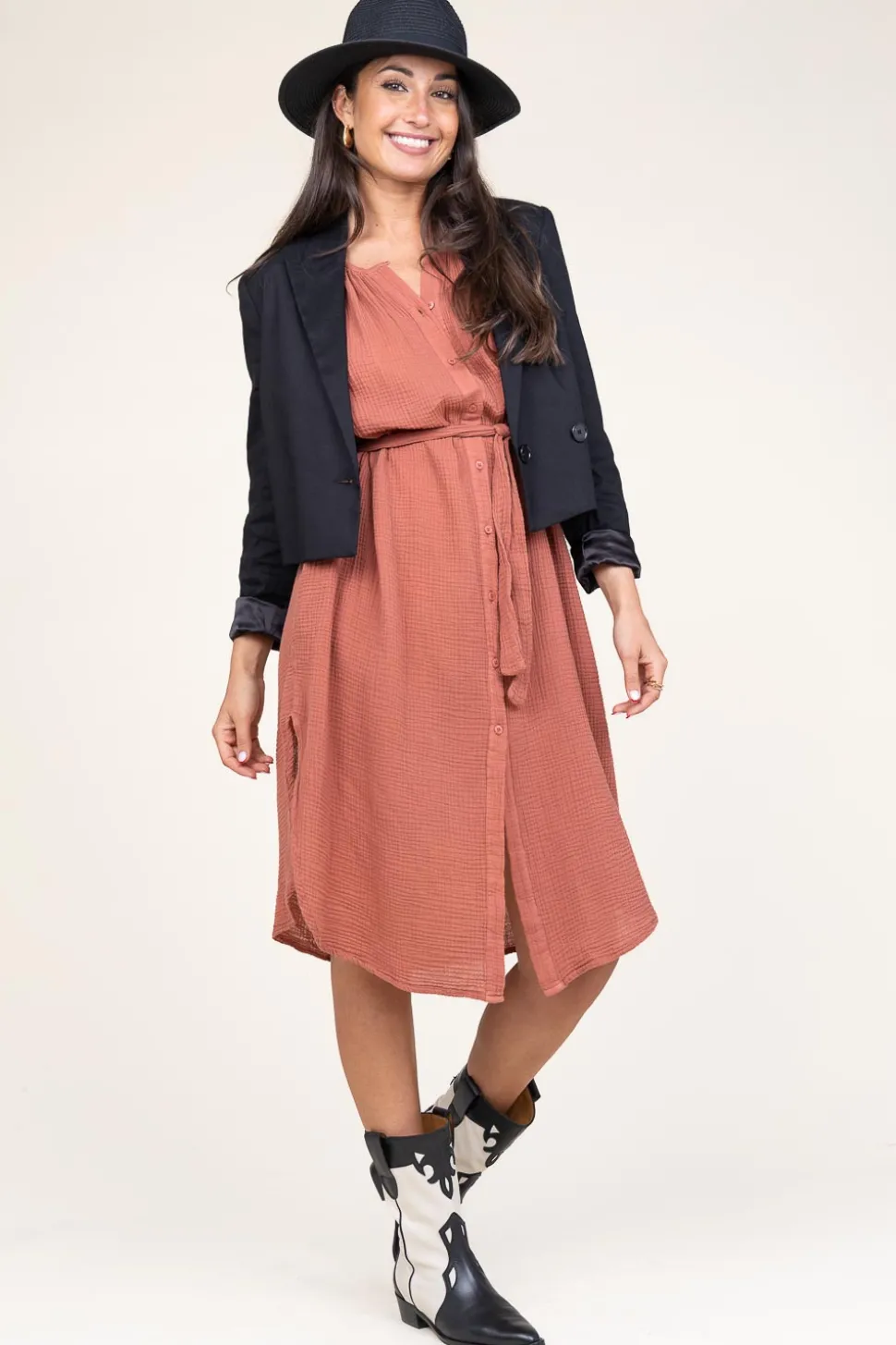 Cotton Mousseline Dress Nala | Pink... | Louizon | Little Soho