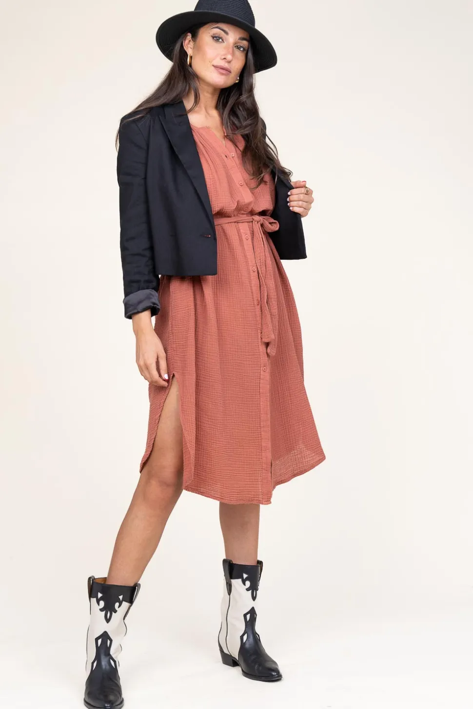 Cotton Mousseline Dress Nala | Pink... | Louizon | Little Soho