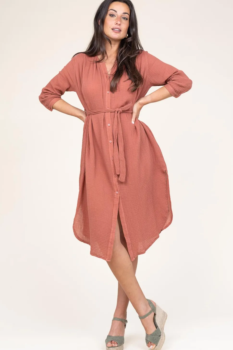 Cotton Mousseline Dress Nala | Pink... | Louizon | Little Soho