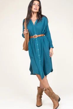 Cotton Mousseline Dress Nala | Blue... | Louizon | Little Soho