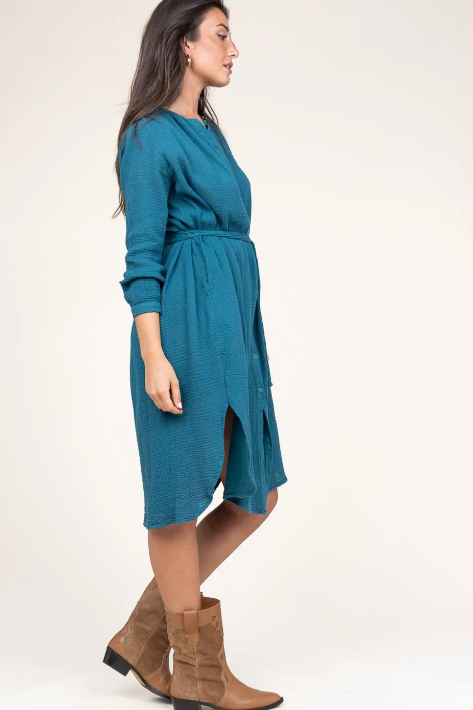 Cotton Mousseline Dress Nala | Blue... | Louizon | Little Soho