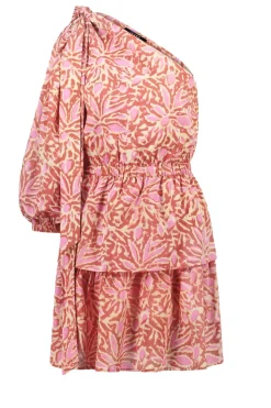 Cotton One-Shoulder Dress Daffi | Pink... | Ibana | Little Soho