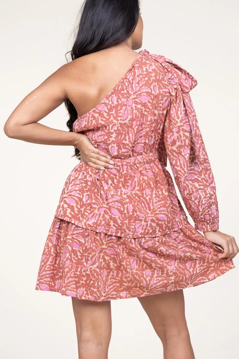 Cotton One-Shoulder Dress Daffi | Pink... | Ibana | Little Soho