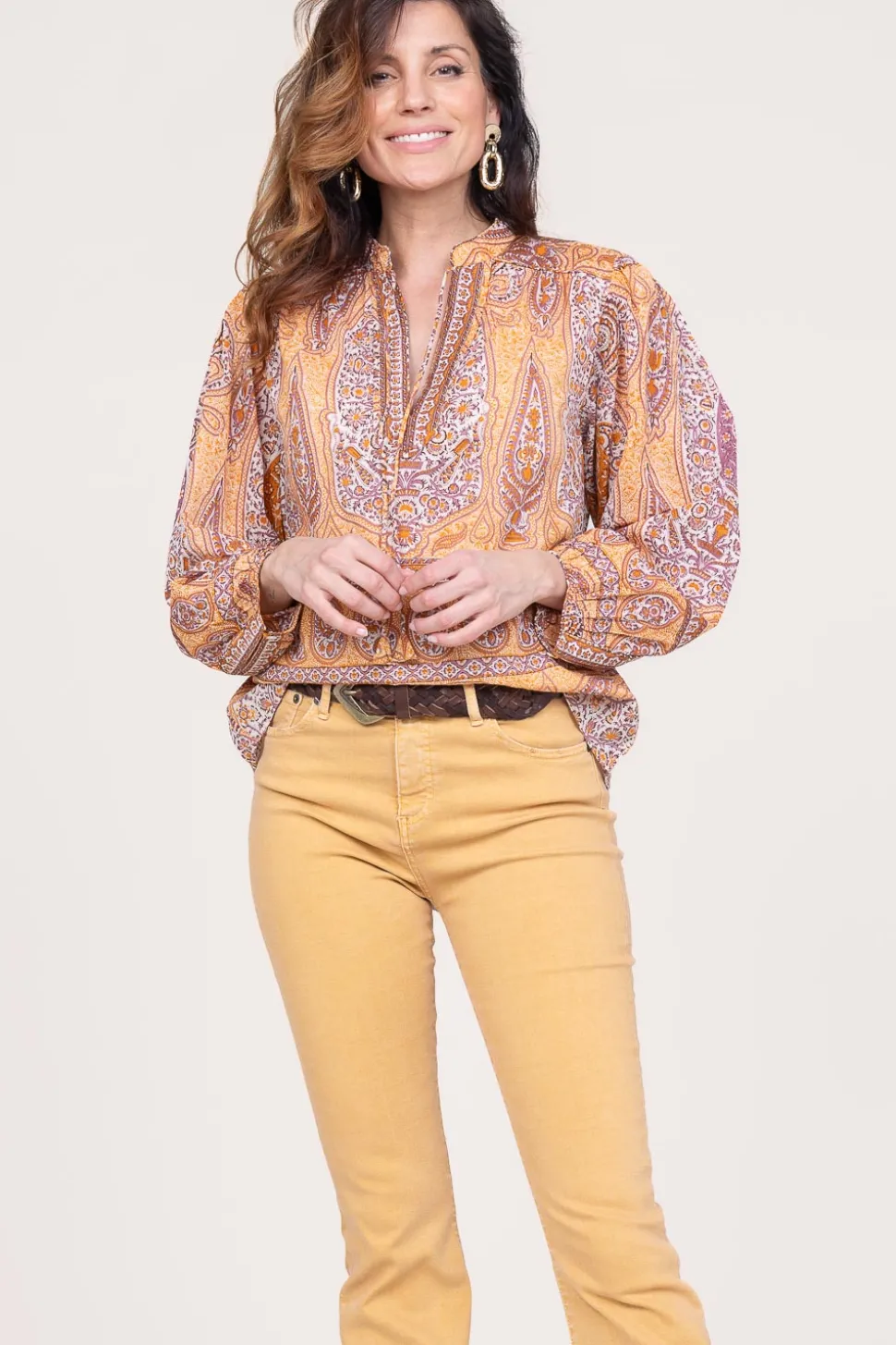 Cotton Paisley Print Top Tajar | Orange... | Antik Batik | Little Soho